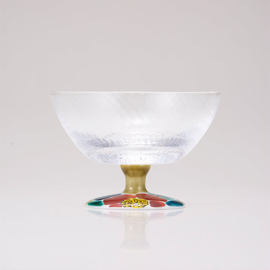 Kutani Japanese Dessert Verre / Camellia Sasanqua / Diagonal