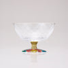 Kutani Japanese Postre Glass / Camellia Sasanqua / Plaid