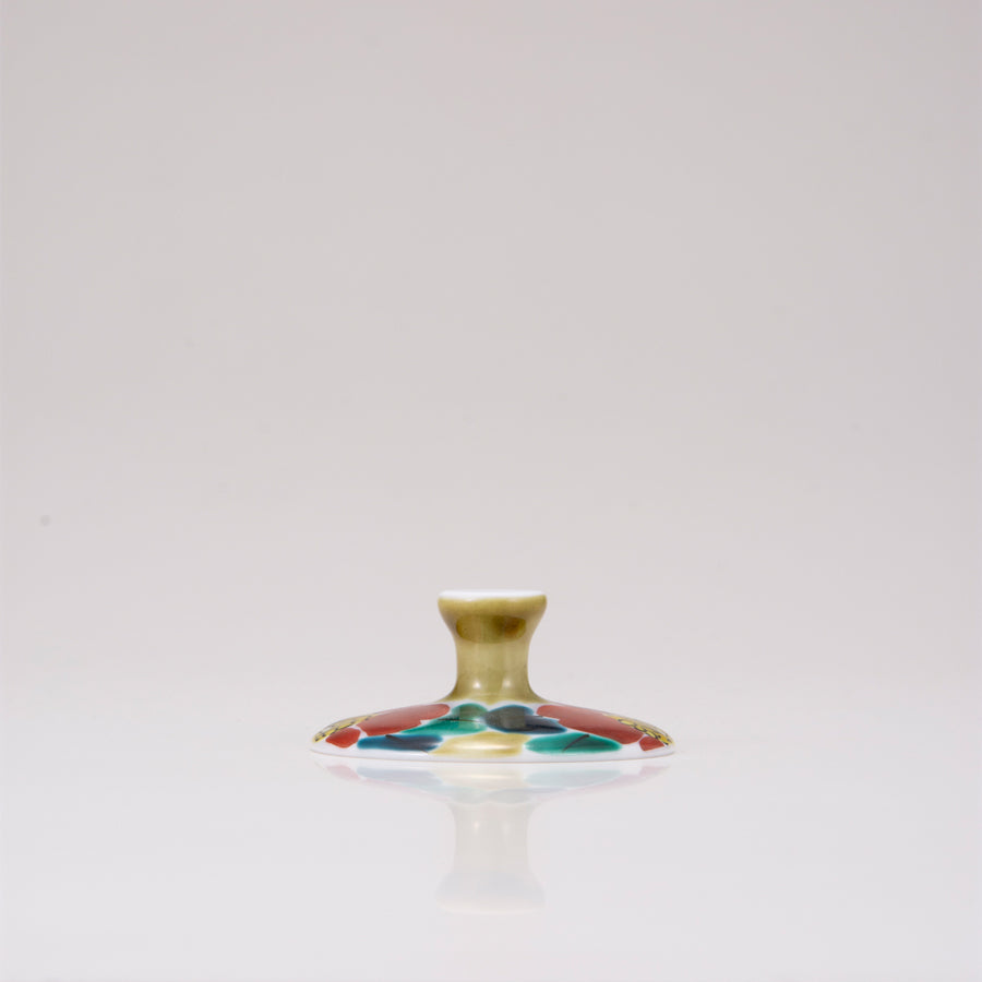 Kutani Japanese Dessert Verre / Camellia Sasanqua / Plaid