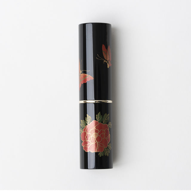 Brosse de maquillage / pivoine et papillon
